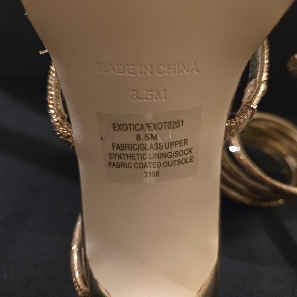 Steve Madden Metallic Gold Spiral Ankle Stiletto Heels Sz:8.5 Holiday Party Luxe - Picture 7 of 15